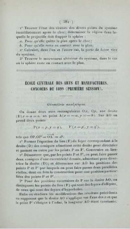 École Centrale des arts et manufactures. Concours de 1899 (première session).