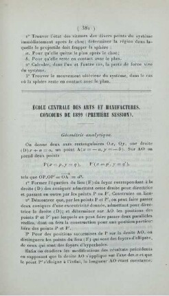 École Centrale des arts et manufactures. Concours de 1899 (première session).