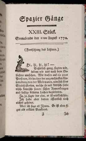 XXIII. Stück. Sonnabends den 11ten August 1772.