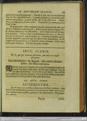 Artic. CLXXIX. De iis, qui per aetatem, furorem, aut aliis ex causis delinquunt. Von Ubelthätern, die Jugend, oder anderer Sachen halben, ihre Sinn nicht haben