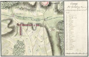 WHK 25 Deutscher Siebenjähriger Krieg 1756-1763: Plan des Feldlagers bei Grünberg, 22. bis 23. Juni 1760