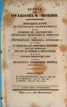 Quaedam de ovariorum morbis