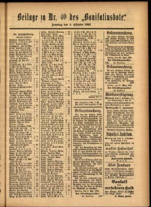Zweite Ausgabe vom Sonntag, den 04. Oktober 1896.