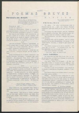 Poemas breves - Díptico : Princesita del bosque - Frivolidad - Laca japonesa