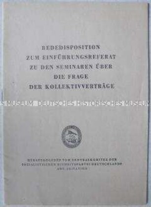 Sonderdruck mit einer Rededisposition für Versammlungen zur Vorbereitung der Betriebskollektivverträge