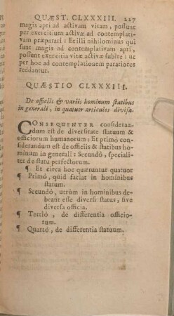 Quaestio CLXXXIII. De officiis & variis hominum statibus in generali, in quatuor articulos divisa.