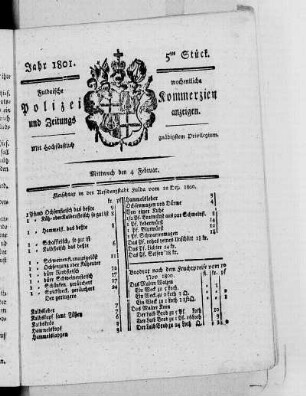 5tes Stück, Ausgabe vom 4. Februar 1801