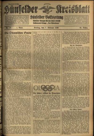 Erste Ausgabe vom Freitag, den 07. Februar 1936.