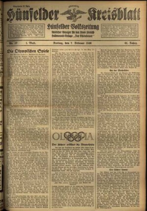 Erste Ausgabe vom Freitag, den 07. Februar 1936.