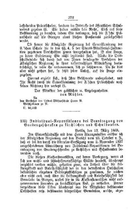 Individual-Repartitionen bei Beantragung von Gnadengeschenken zu kirchlichen und Schulbauten : [V. Elementarschulwesen]