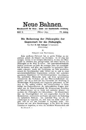 Die Bedeutung der Philosophie der Gegenwart für die Pädagogik : (Fortsetzung)