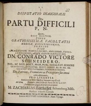 Disputatio Inauguralis De Partu Difficili