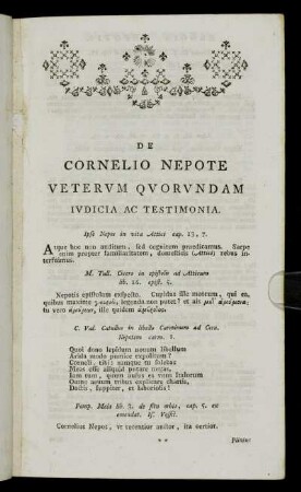 De Cornelio Nepote veterum quorundam iudicia ac testimonia.
