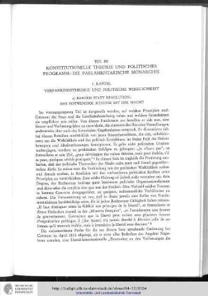 Teil III - Konstitutionelle Theorie und politisches Programm: Die parlamentarische Monarchie