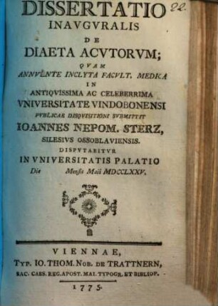 Dissertatio Inauguralis De Diaeta Actorum