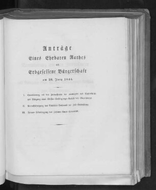 Acta Conventus Senatus et Civium, Mittwochen d. 26 Junii 1844