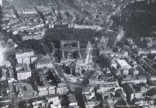 Ostvorstadt von Leipzig : Blick vom Johannisplatz Richtung Osten zum Eilenburger Bahnhof
