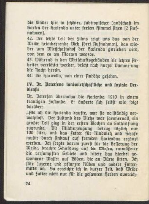 IV. Dr. Petersens landwirtschaftliche und soziale Verdienste