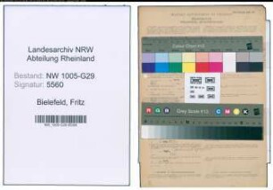 Entnazifizierung Fritz Bielefeld , geb. 24.08.1896 (Betriebswart)