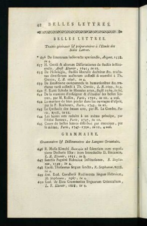 41-99, Belles Lettres