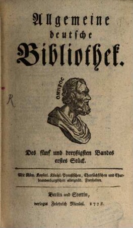 Allgemeine deutsche Bibliothek. 35. 1778