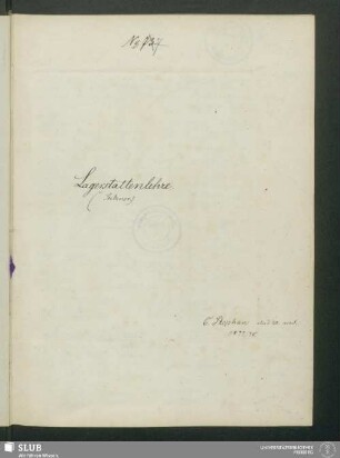 Lagerstättenlehre -XVII 523 4. : [Vortrag von Professor] (Stelzner.)