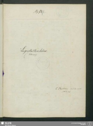 Lagerstättenlehre -XVII 523 4. : [Vortrag von Professor] (Stelzner.)
