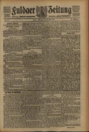 Erste Ausgabe vom Mittwoch, den 26. Mai 1909.