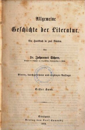 Allgemeine Geschichte der Literatur : ein Handbuch in zwei Bänden, 1