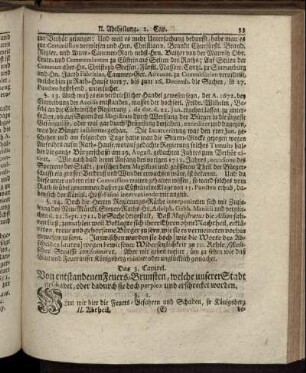 Das 3. Capitel. Von entstanden Feuers-Brunsten, welche unserer Stadt geschadet, oder dadurch sie doch perplex und erschrecket worden.