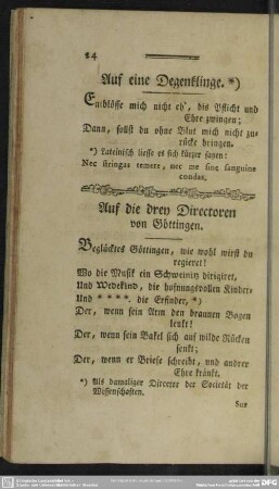 Auf die drey Directoren von Göttingen