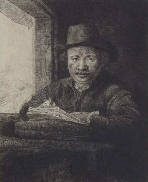 Rembrandt zeichnend am Fenster