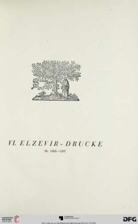 VI. Elzevir-Drucke (Nr. 1055-1267)