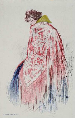 Aus einer Postkartenserie mit Damenporträts, gedruckt von J. Thomas, Barcelona