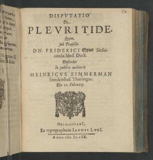 Dispvtatio De Plevritide