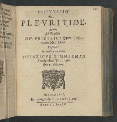 Dispvtatio De Plevritide