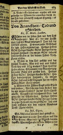 Von Kranckheit, Tod und Sterben.