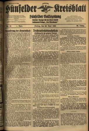 Erste Ausgabe vom Freitag, den 28. Juni 1935.