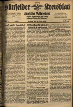 Erste Ausgabe vom Freitag, den 28. Juni 1935.
