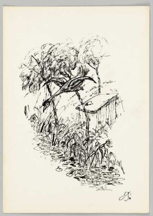[Uferlandschaft mit Vogel]