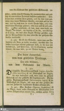 Der dritte Haupttheil, von dem gelehrten Vortrage