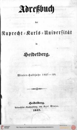 Wintersemester 1847/1848