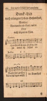 Danck-Lied nach erlangter Leibes-Gesundheit.
