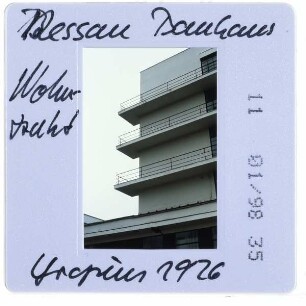 Dessau, Bauhaus : Ateliergebäude, Westabschluss Südfassade