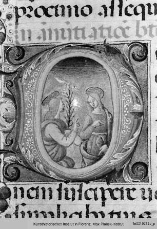 Collectarium : Buchseite mit historisierter Initiale D mit der Verkündigung