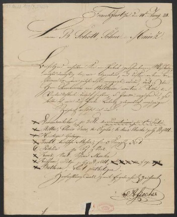 Brief an B. Schott's Söhne : 14.06.1828