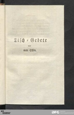 Tischgebete vor dem Essen.
