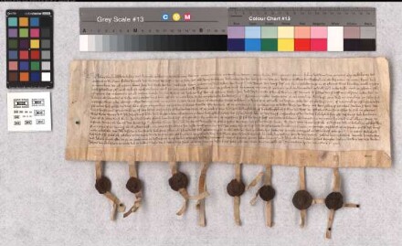 Johann von Kuckelsheim (Kukelshem) macht bekannt, daß ihm Abt und Konvent von Werden den [im bergischen Amt Angernund gelegenen Sattel-] Hof Hetterscheid auf 2 Leiber verkauft haben. Er verpflichtet sich, die Güter des Hofs keinesfalls zu zersplittern noch zu entfremden. - Es siegeln der Aussteller, Burchard von Kuckelsheim, Bernd von Lutterbeke, Hinrik van Schure, Evert van Scheven, Johann van Schadelich, Hinrik und Johann Lüttelnau (Luttelnawe). - Datum ... ipso die conversionis s. Pauli.
