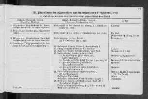 Pfarrämter im allgemeinen und im besonderen kirchlichen Dienst III
