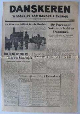 Illustrierte Wochenzeitung für Schweden und Dänemark aus der Zeit der deutschen Besetzung Dänemarks u.a. über die Unterstützung Dänemarks durch die Vereinten Nationen